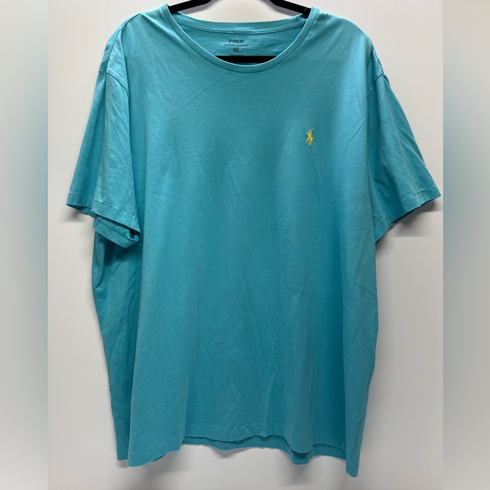 Ralph Lauren Short Sleeve Crew Tee in Aqua with Yellow Pony